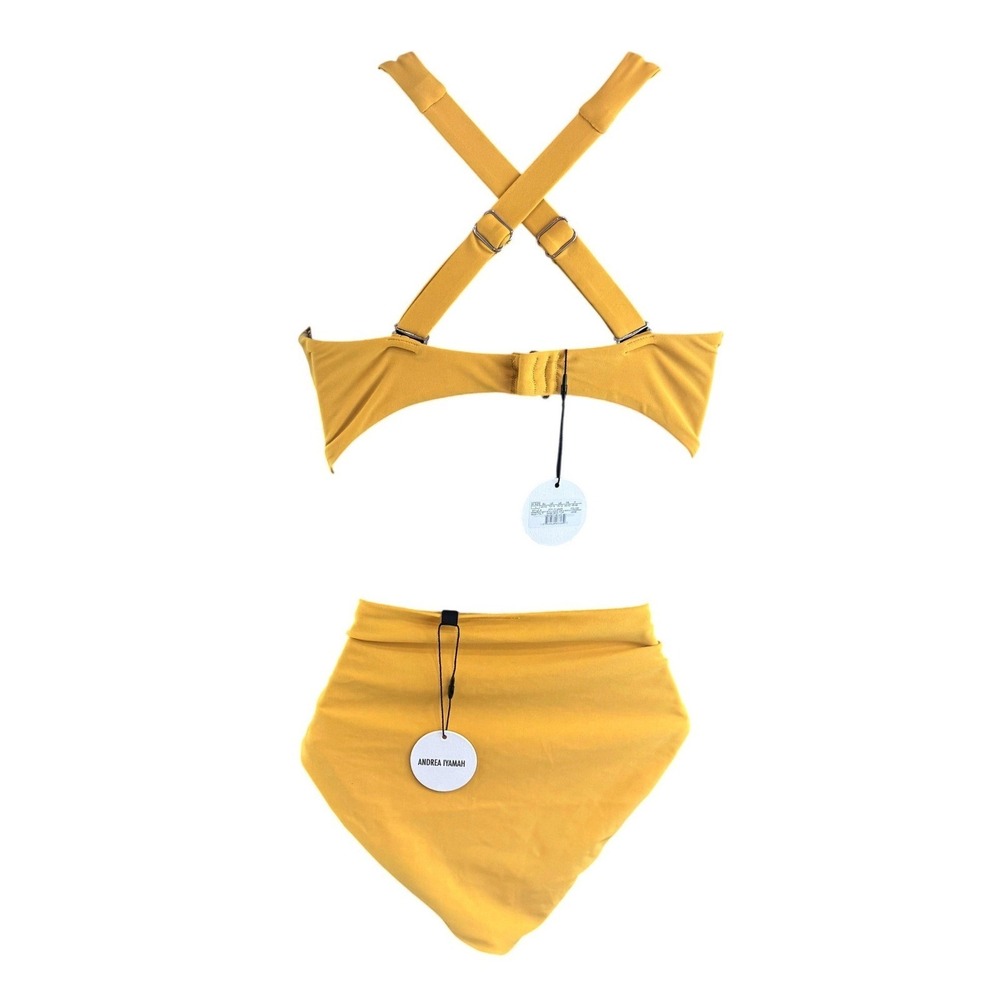 Andrea Iyamah Kasa Bikini Set Sand Yellow Underwire Top M High Waist Bottom M - Picture 8 of 13